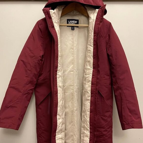 Lands’ End Squall 3 in 1 Waterproof Winter Long Coat Rich Burgundy Women’s size - Picture 4 of 10
